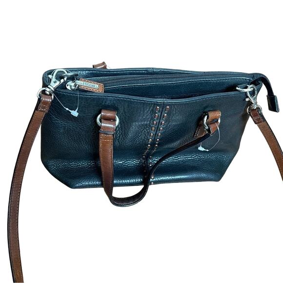Fossil Vintage Y2K Pebbled Leather Crossbody Bag Black/Brown - Picture 8 of 10